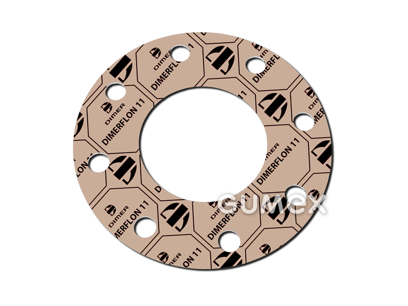 DIMERFLON 11, 2mm, 1500x1500mm, 85bar, PTFE, +260°C, rosa, 